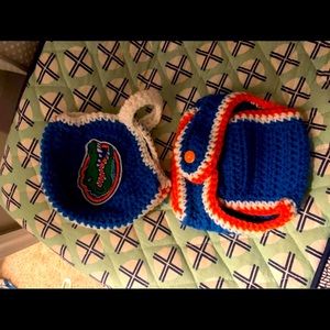 Brand New Handmade Florida Gators Diaper Cover and Football Helmet